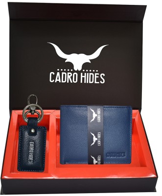 cadrohides Men Casual Blue Genuine Leather Wallet(7 Card Slots, Pack of 2)