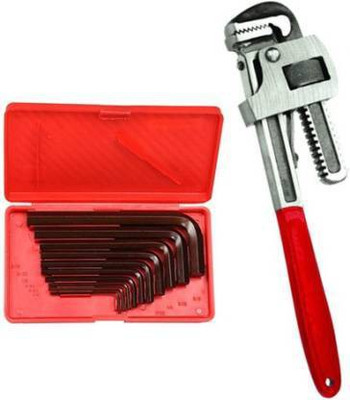 DHATRI TOOLS 12inch & Allen key Set Hand Tool Combo Pipe Wrench 12 Inch & Allen Key Set Hand Tool Combo Single Sided Pipe Wrench Single Sided Pipe Wrench(Pack of 1)