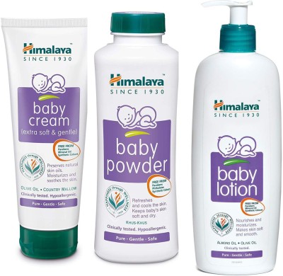 HIMALAYA Baby Cream 200 Gram & Powder 400 Gram Baby Lotion 400 ML Offer Combo(White)