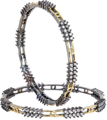 RAY FINE ORNATES Brass Zircon Bangle Set(Pack of 2)