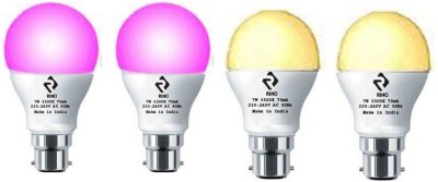 rino 7 W Standard B22 LED Bulb(Pink, Yellow, Pack of 4)