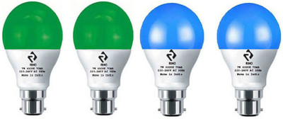 rino 7 W Basic Standard B22 LED Bulb(Green, Blue, Pack of 4)