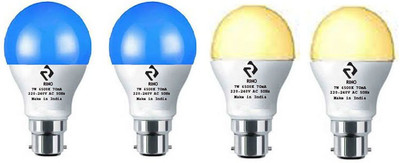 rino 7 W Basic Standard B22 LED Bulb(Multicolor, Pack of 4)