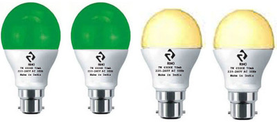 rino 7 W Basic Standard B22 LED Bulb(Multicolor, Pack of 4)