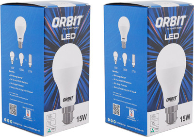 ORBIT LED 15 W Basic Round B22 LED Bulb(White, Pack of 2)