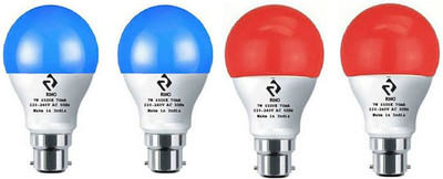 rino 7 W Basic Standard B22 LED Bulb(Blue, Red, Pack of 4)