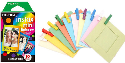 FUJIFILM Instax Mini Rainbow Film With Simple Hanging Paper Bunting Film Roll(Yes 800 ISO Pack of 2)