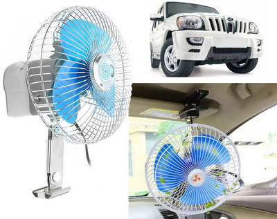 Selifaur S3S178 - 6 Inch 12 Volt DC Auto Rotate On/Off Switch Wiring Set Portable Electric Oscillating car Fan for Scorpio Car Interior Fan(12 V)