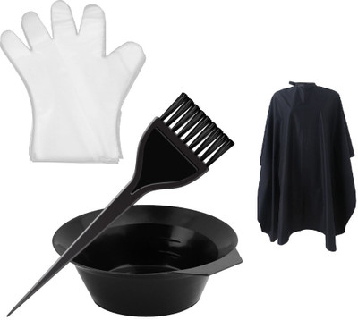 Ghelonadi Hair Coloring Bowl and Brush with 100 PCS Disposable Hand Gloves and Apron Set Hair Dyeing Tools Set for Men and Women(4 Items in the set)