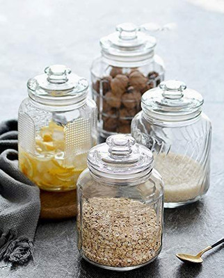 MD Retail Glass Grocery Container  - 2000 ml(Pack of 2, Clear)