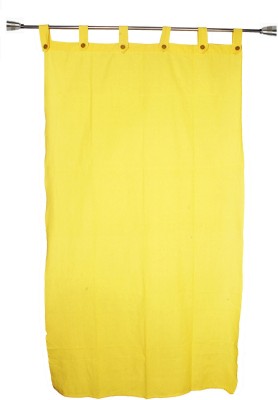 HOMEFLY 200 cm (7 ft) Cotton Semi Transparent Door Curtain Single Curtain(Solid, Yellow)