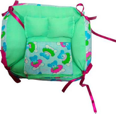 SHYAM [REVERSIBLE COTTON Basket Cum BED] SUMMER Special Laddu Gopal REVERSIBLE COTTON Basket Cum BED With One Chadar And Two Pillows/Takiya Size (L) 0 to 5 Premium Quality Dress(Cotton)