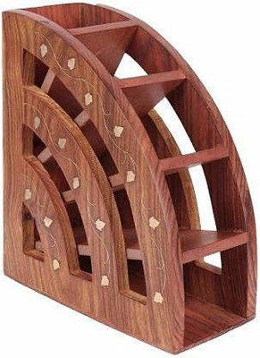 Voody 5 Compartments Wooden Remote Holder(Brown)