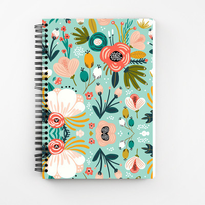 Furnish Marts Floral Pattern A5 Size Wiro Bound Spiral Notebook Diary ( 90 GSM Natural Shade Paper ) A5 Notebook Unruled 160 Pages(Multicolor)