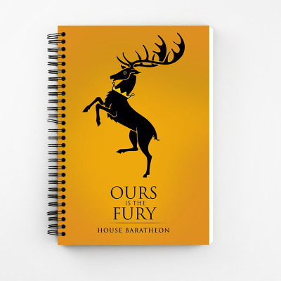 Art Bundle Ours is the fury A5 Size Wiro Bound Spiral Notebook Diary ( 90 GSM Natural Shade Paper ) A5 Note Book no 160 Pages(Yellow, Black)