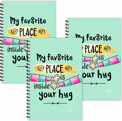 ESCAPER My Favourite Place is inside your HUG (Ruled - A5 Size - SUPER SAVER Pack of 3 Diaries) Designer Romantic Diaries | Love Diaries | Relationship Diaries A5 Diary Ruled 160 Pages(Light Green, Pack of 3) ESCAPER My Favourite Place is inside your HUG (Ruled - A5 Size - SUPER SAVER Pack of 3 Diaries) Designer Romantic Diaries | Love Diaries | Relationship Diaries A5 Diary Ruled 160 Pages(Light Green, Pack of 3)