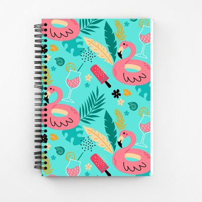 Art Bundle Duck Pattern A5 Size Wiro Bound Spiral Notebook Diary ( 90 GSM Natural Shade Paper ) A5 Notebook Unruled 160 Pages(Multicolor)