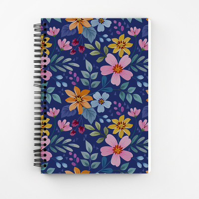 Art Bundle Floral Pattern A5 Size Wiro Bound Spiral Notebook Diary ( 160 Pages Unruled, A5, 90 GSM Natural Shade Paper ) A5 Notebook no 160 Pages(Multicolor)