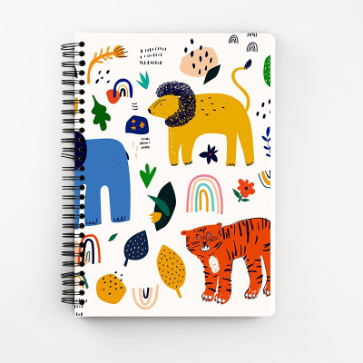 Art Bundle Animal Pattern A5 Size Wiro Bound Spiral Notebook Diary ( 160 Pages Unruled, A5, 90 GSM Natural Shade Paper ) A5 Notebook no 160 Pages(Multicolor)