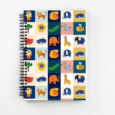 Art Bundle Animal Pattern A5 Size Wiro Bound Spiral Notebook Diary ( 90 GSM Natural Shade Paper ) A5 Notebook Unruledo 160 Pages(Multicolor)