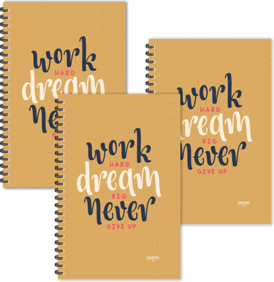 ESCAPER Work Hard Dream Big (Ruled - A5 Size - SUPER SAVER Pack of 3 Diaries) Designer Motivational Diaries | Quotes on Diaries A5 Diary Ruled 160 Pages(Multicolor, Pack of 3)