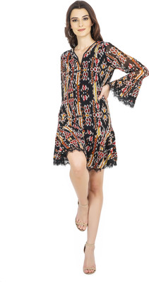 TSM Women Fit and Flare Multicolor Knee Length Dress