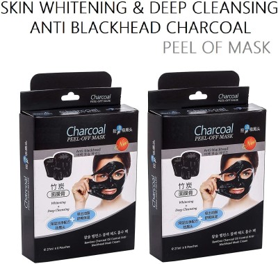 MYEONG NEW Naturals Charcoal Peel off Mask Removes Black Heads, Tightens Pores and Deeply Cleanses Skin Set of 12(324 ml)