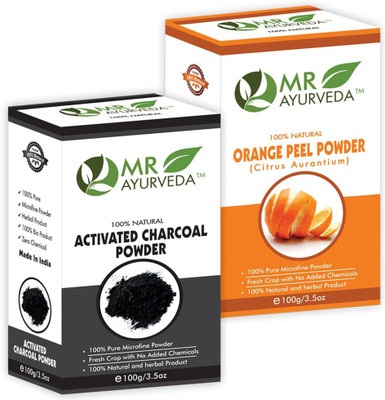 MR Ayurveda Activated Charcoal Powder & Orange Peel Powder - Combo Pack(200 g)