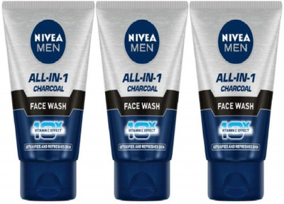 NIVEA ALL IN 1 CHARCOAL FACE WASH 50G PACK OF 3PCS Face Wash(150 g)