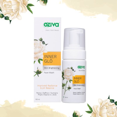 OZiva Inner Glo Skin Brightening  (with Phyto Vitamin C, Glycolic Acid AHA, Sandalwood & Yuzu) for Dark Spot Correction & Radiance Face Wash(100 g)
