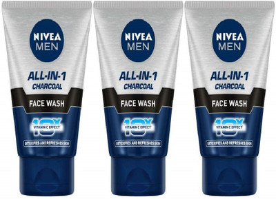 NIVEA ALL IN 1 CHARCOAL FACE WASH 50G 3PCS Face Wash(150 g)
