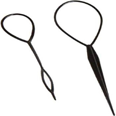 Sharum Crafts 2 Pc Plastic Magic Tail Hair Braid Loop Ponytail Styling Maker Clip Tool DIY Hair Accessory Set (Multicolor) Hair Accessory Set(Black)