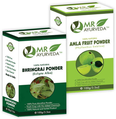 MR Ayurveda Bhringraj Powder and Amla Powder - Combo Pack(200 g)