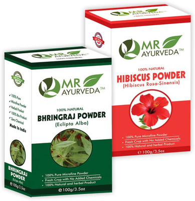 MR Ayurveda Bhringraj Powder and Hibiscus Powder - Combo Set of 2(200 g)