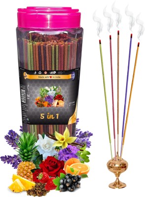 Shankh 5 in 1 (Multiple Fragrances) Agarbatti (Incense Stick) Pack of 500 gram Fragrances Rose, Mogra, Panchvati, Lavender, Pineapple(500, Set of 1)