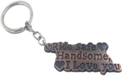 AFH Ride Safe Handsome Love You Care Message Brown Decorative Gifting Key Chain Key Chain