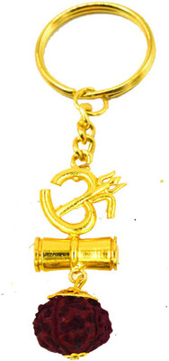 AFH Om Trishul Damaru Rudrkasha Religious Decorative Key Chain Key Chain