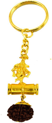 AFH Dancing Lord Ganesha Damaru Rudrkasha Religious Decorative Key Chain Key Chain