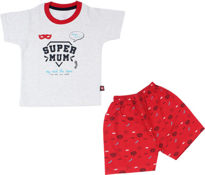 KIDZVILLA Baby Boys & Baby Girls Party(Festive) T-shirt Shorts(White)