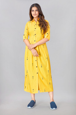 KETAKI FASHION Women Printed A-line Kurta(Yellow)