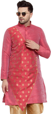 Over Crowd Men Printed Straight Kurta(Maroon)