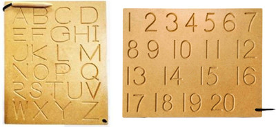 DgCrayons Wooden Combo Capital Alphabets ABC And Number 1-20 Writing Practice Wooden Tracing Slate Boards With Dummy Pencil Set of 2 Board For Learning Beginners Kids Boys Girls Age 2+(Brown)