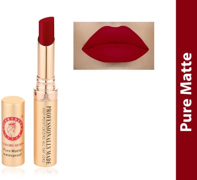 COLORS QUEEN Non Transfer Pure Matte & Waterproof Lipstick(Bright Red, 4 g)