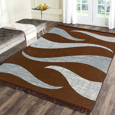 Sparrow world Beige Chenille Runner(5 ft,  X 7 ft, Rectangle)