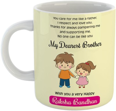 ARTBUG No One can be Like You, My Dearest Brother Ceramic Coffee Best Rakhi Gift for Sister/Brother, Rakshabandhan, Rakhi, Bhai Dooj, Birthday Ceramic Coffee Mug(350 ml)