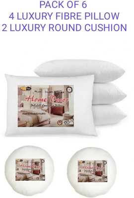 Decor Polyester Fibre Sleeping Pillow Pack of 6 Solid(Multicolor)