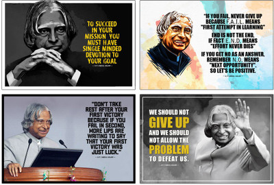 APJ Abdul Kalam Motivational Wall Posters and Inspirational Quotes for Office, Home and gym, Pack of 04 Paper Print(18 inch X 12 inch)