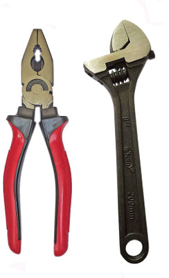 DUMDAAR Hand tools kit 8inch Heavy Plier 8inch Adjustable wrench (Pack of 2pc) Hand Tool Kit(2 Tools)