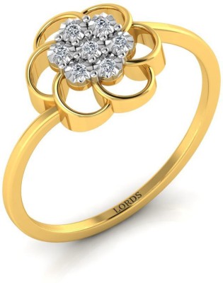 LORDS JEWELS Floret Crown Diamond Ring 14kt Diamond Yellow Gold ring