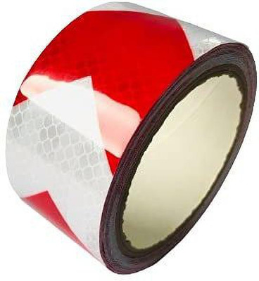 SUPERMALL 2 X 5 Meter Arrow Reflective Tape Red and Whit Pack of 1 50.8 mm x 5 m RED AND SILVER Reflective Tape(Pack of 1)